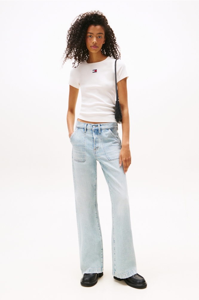 TJW SLIM BADGE RIB T DW0DW17881 YBH ANCIENT WHITE